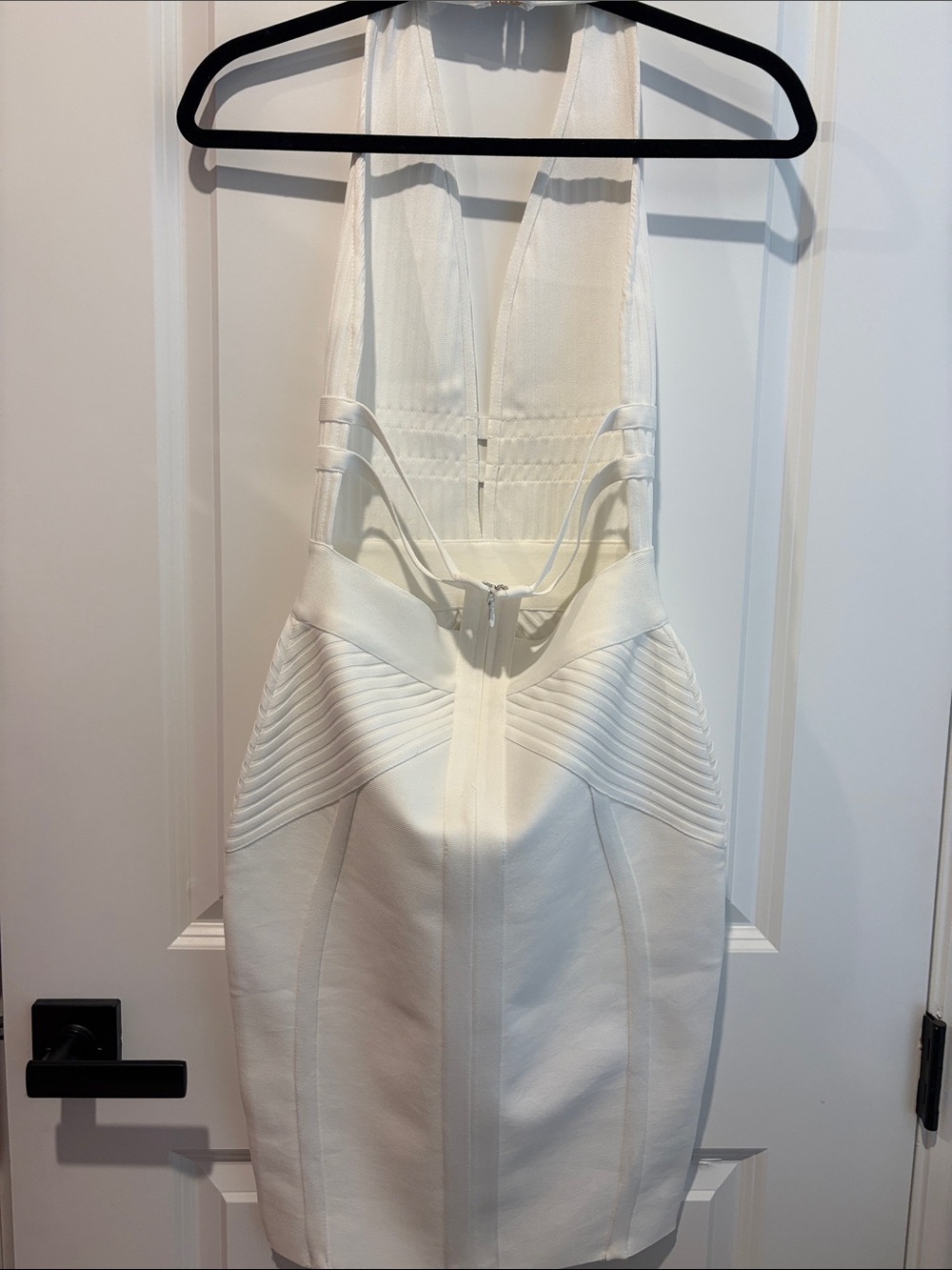 Commense Ivory Backless Halter Ribbed Midi Dress - Picture 3 of 3